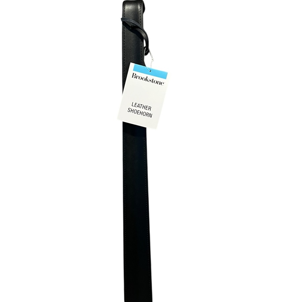 NWT Brookstone Black Leather Shoe Horn